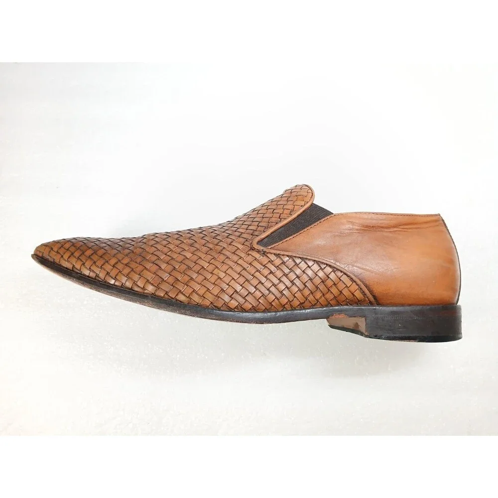 Saks Fifth Avenue Men’s Woven Leather Slip-On Shoes – Made in Italy Size 10